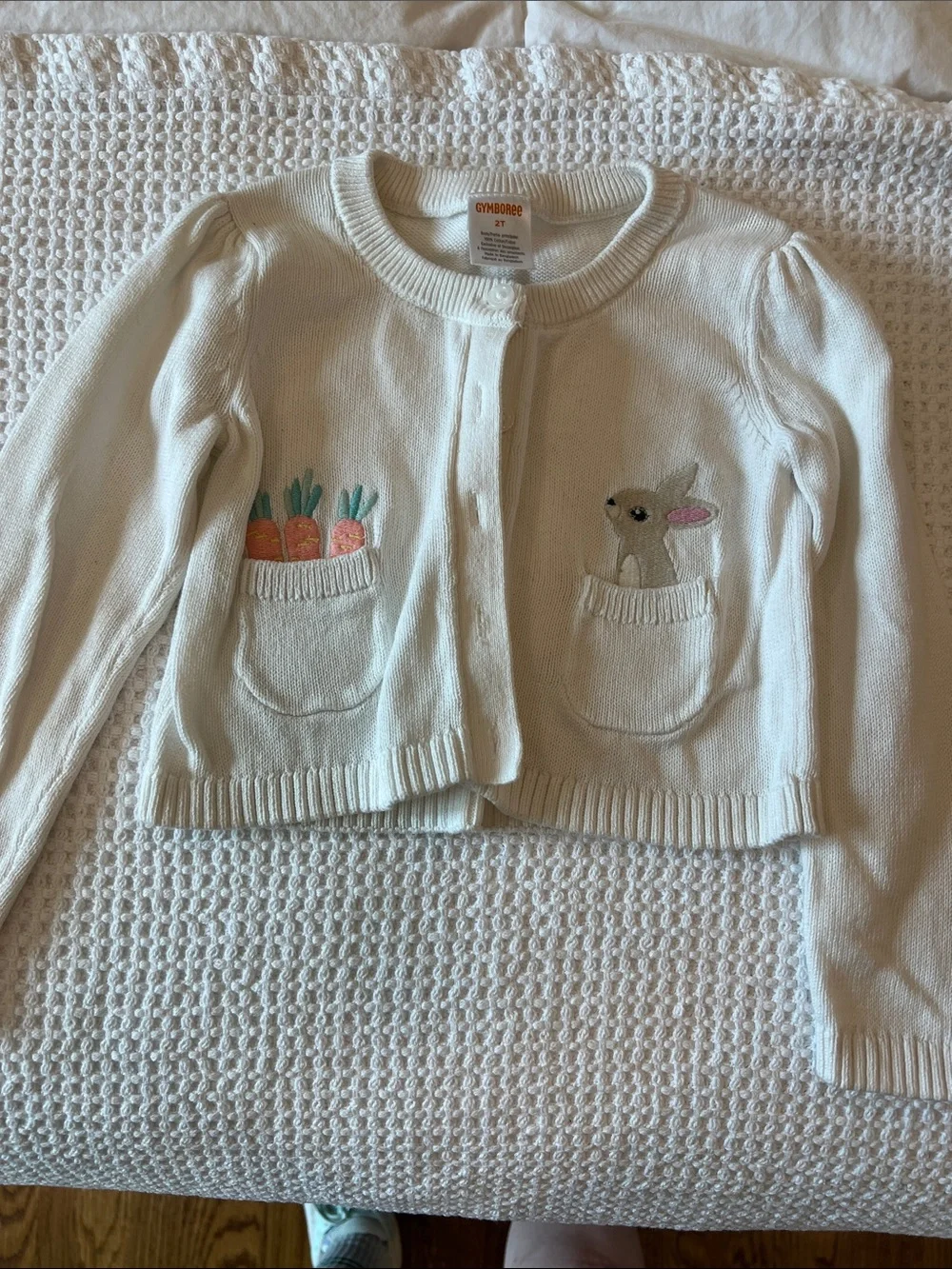 Gymboree Cream Bunny & Carrot Pocket Sweater Cardigan